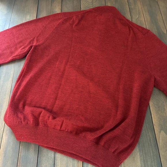Brooks Brothers 346 100% Merino Wool Sweater Long Slv 1/4 Zip Red Mens XL (W8) - Picture 7 of 7